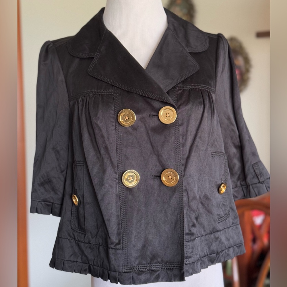 Neiman Marcus Juicy Couture Ruffle Trimmed Crop Satin Jacket